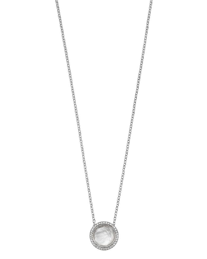 IPPOLITA STERLING SILVER LOLLIPOP CARNEVALE CLEAR QUARTZ & MOTHER OF PEARL DOUBLET AND DIAMOND HALO PENDANT N,SN1750DFMDIAOW2