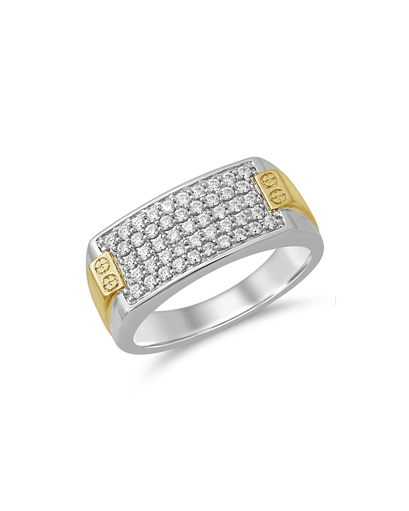 Bloomingdale's Men's Diamond Two Tone Square Cluster Ring In 14k Yellow Gold & White Gold, 0.75 Ct. T. W. - Exclusi In White/gold