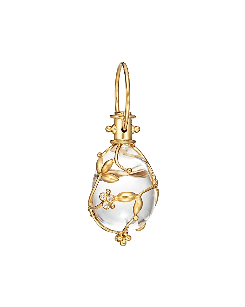 Temple St Clair Crystal And Diamond Vine Pendant Set In 18k Yellow Gold In Clear/gold