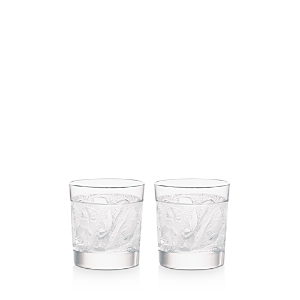 Lalique Owl Double Old Fashion Tumbler, Set of 2