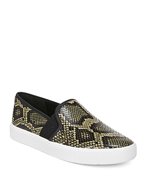 Vince Blair Snakeskin-embossed Leather Slip-on Sneakers In Militaire Snake