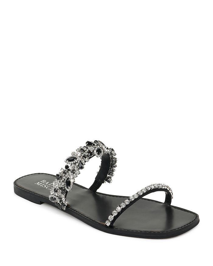 Badgley Mischka Women's Jenelle Embellished Strappy Slip On Sandals ...