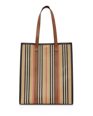 Burberry Icon Stripe E-canvas Portrait Tote Bag in Natural