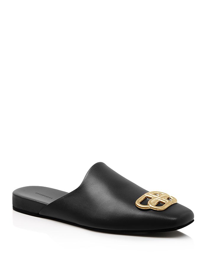 Balenciaga Women's Flat Cosy BB Mule Slide Sandals | Bloomingdale's