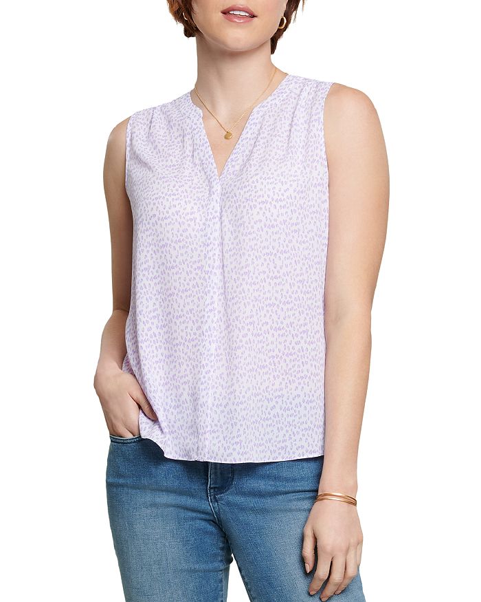Nydj Sleeveless Pleat Back Blouse In Lilac Cat
