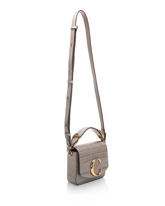 mini chloé c croc effect bag