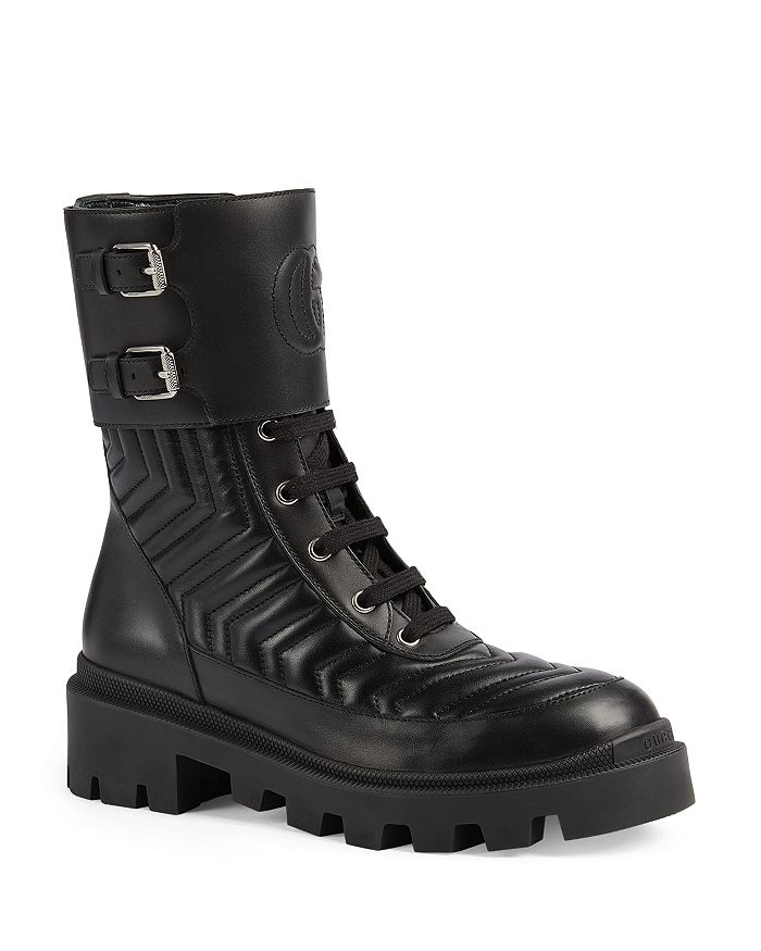 Gucci Women's Frances Quilted Leather Combat Boots | Bloomingdale's