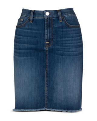 Frayed-Hem Pencil Skirt