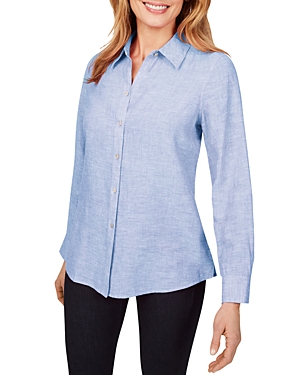 Foxcroft Jordan Non Iron Linen Shirt In Malibu Blue