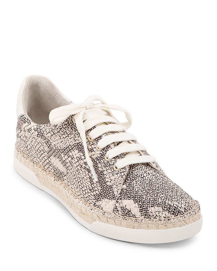 Dolce Vita Women's Madox Leather Low Top Sneakers In Stone Snake
