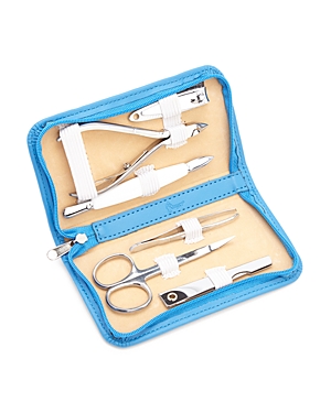 Royce New York Leather Compact Grooming Kit In Blue