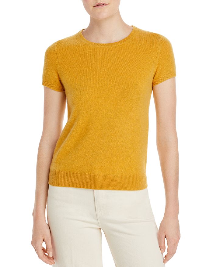 C By Bloomingdale's Short-sleeve Cashmere Sweater - 100% Exclusive In Mustard