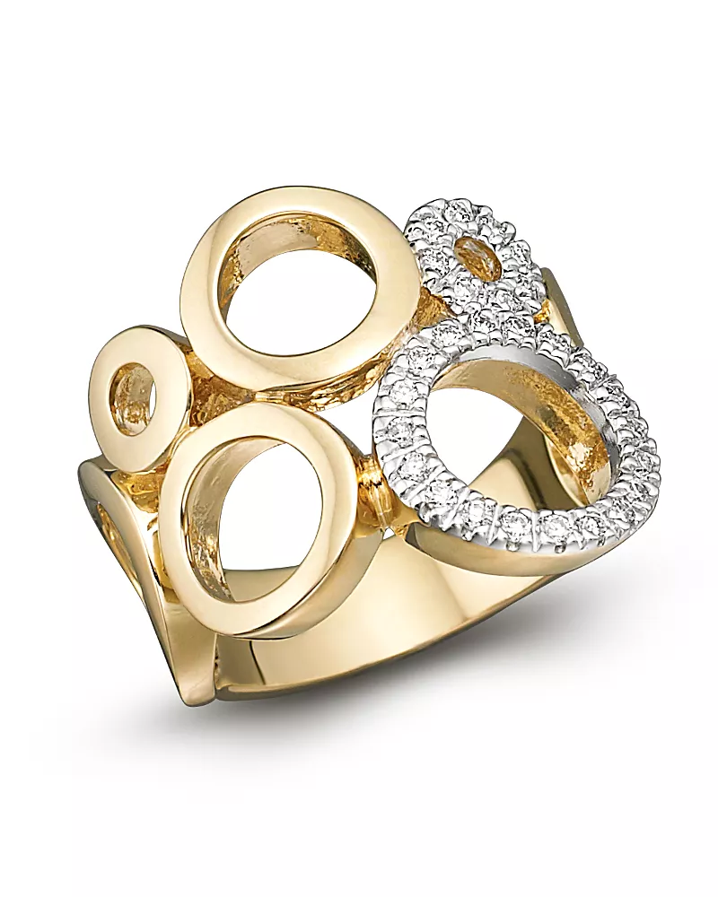 Circular 14K Yellow Gold and Diamond Ring, 0.25 tcw
