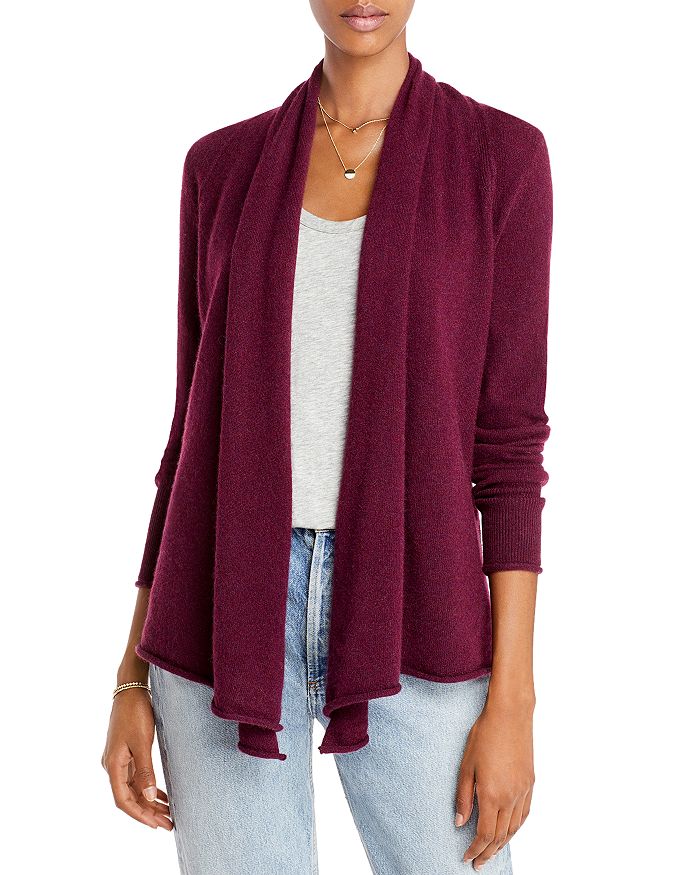 Aqua Cashmere Draped Open-front Cashmere Cardigan - 100% Exclusive In Heather Burgundy