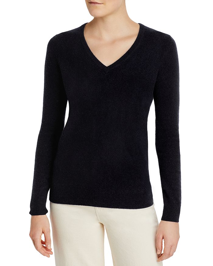 C By Bloomingdale's V Neck Cashmere Sweater - 100% Exclusive In Navy