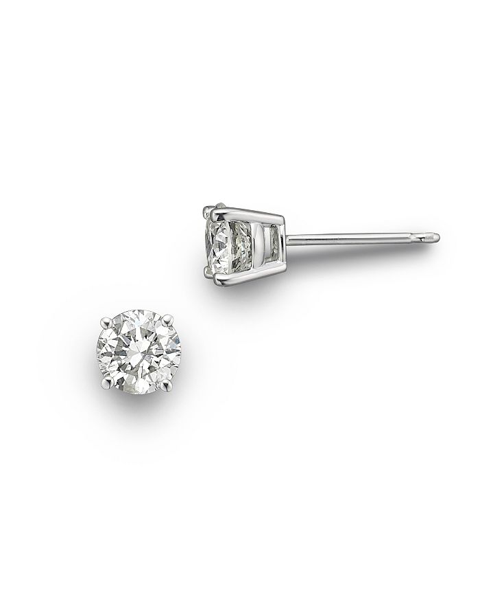 Bloomingdale's Colorless Certified Round Diamond Stud Earring In 18k White Gold, 1.0 Ct. T.w. - 100% Exclusive