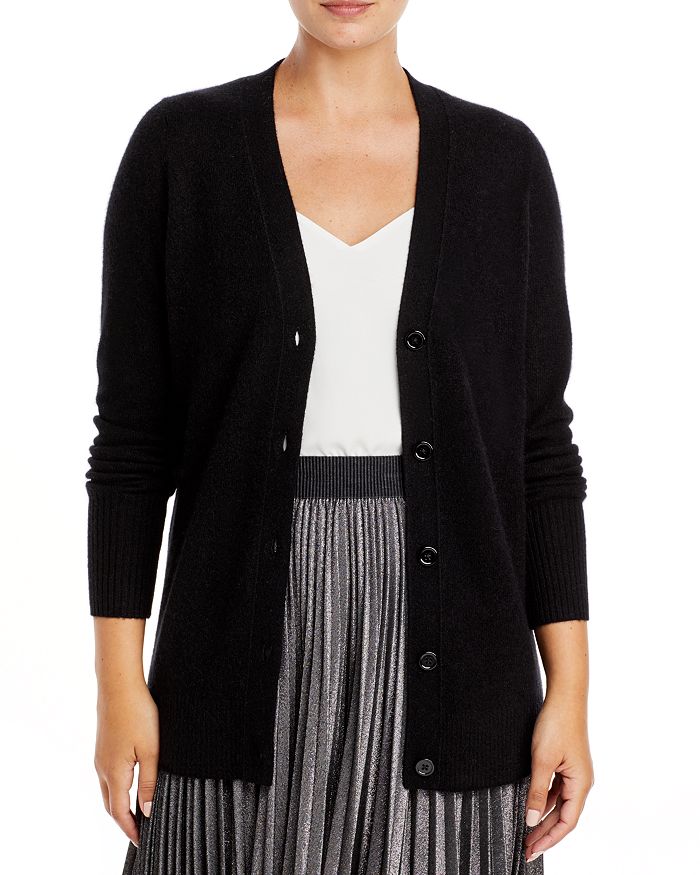 C By Bloomingdale's Cashmere Grandfather Cardigan - 100% Exclusive In Black Donegal