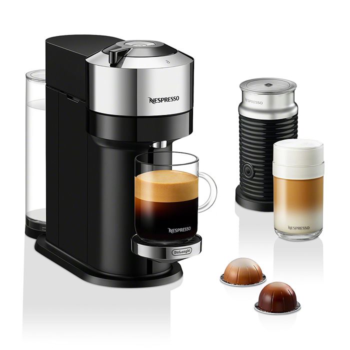 Nespresso Vertuo Next Deluxe by De'Longhi with Aeroccino Milk Frother, Pure  Chrome