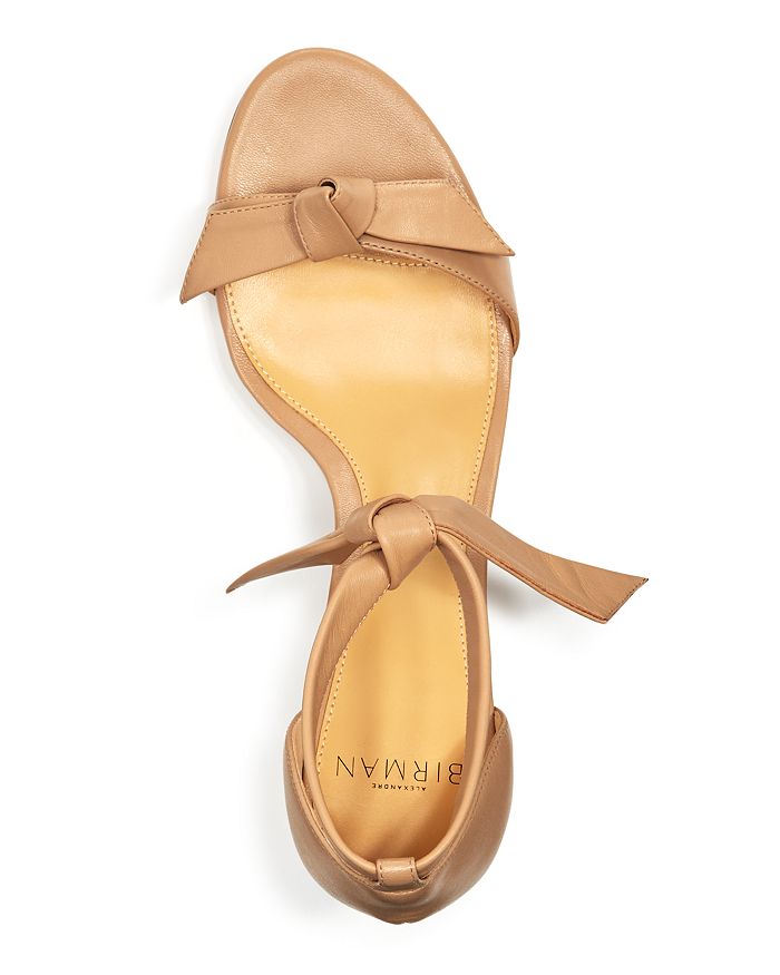Alexandre Birman Clarita Bow-embellished Metallic Leather Sandals In Nude