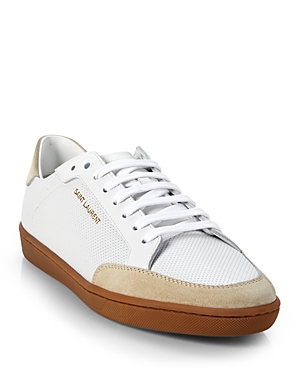 SAINT LAURENT WOMEN'S COURT CLASSIC PERFORATED LOW TOP SNEAKERS
