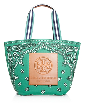 Tory Burch Gracie Mixed Print Canvas Tote In Green Amer