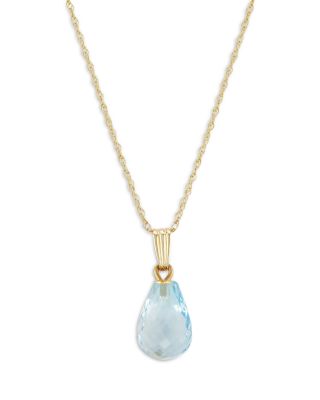 Bloomingdale's Fine Collection - Blue Topaz Briolette Pendant Necklace in 14K Yellow Gold, 18"