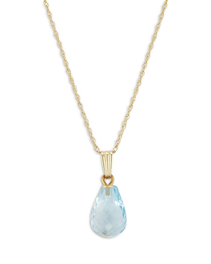 Bloomingdale's Blue Topaz Briolette Pendant Necklace In 14k Yellow Gold, 18 - 100% Exclusive In Blue Topaz/yellow Gold