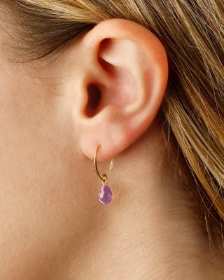 Amethyst Briolette Mini Sweep Drop Earrings in 14K Yellow Gold 