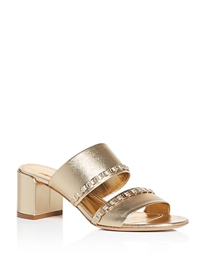 FERRAGAMO WOMEN'S TRABIA EMBELLISHED BLOCK HEEL SLIDE SANDALS,0738369