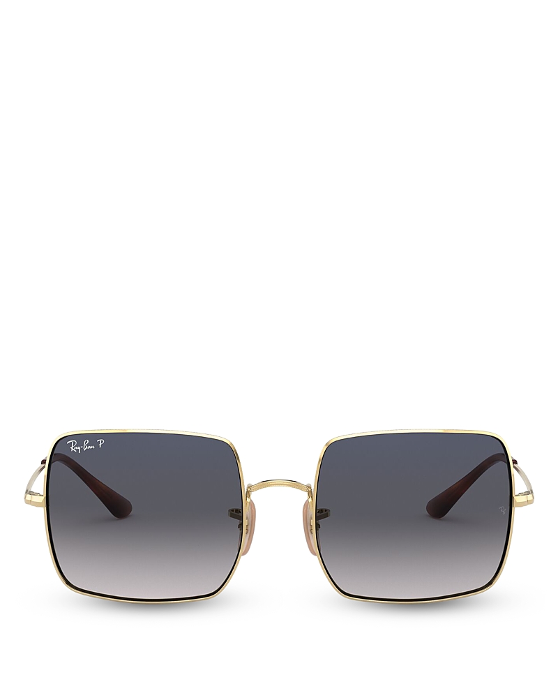 Ray Ban Square 1971 Classic Sunglasses Gold Frame Blue Lenses Polarized 54-19 In Gold/blue Gradient Polarized