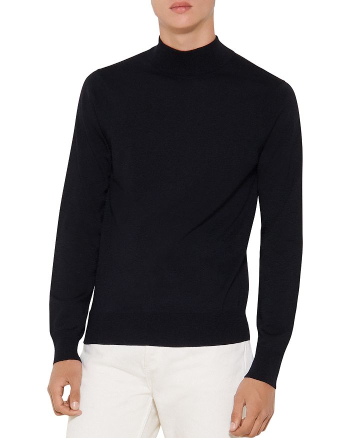 Sandro Industrial Slim Fit Sweater In Navy Blue