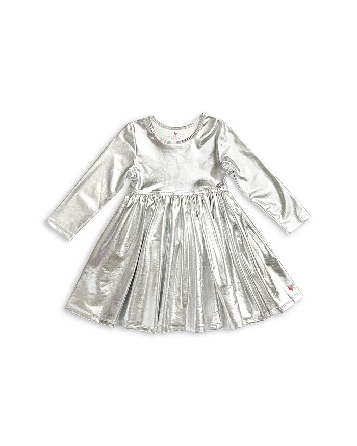 Pink Chicken Girls' Liza Lame Dress - Big Kid In Silver Metallic
