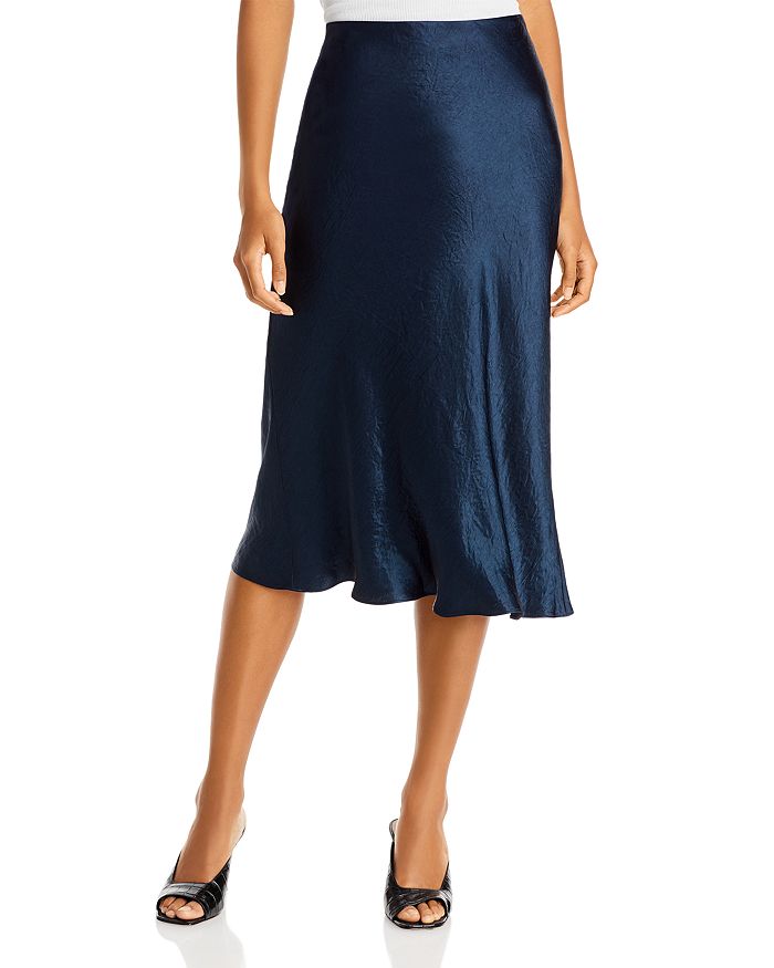 Shop Vince Satin Slip Skirt In Coastal Blue