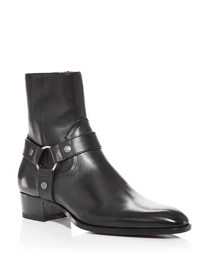 Saint Laurent Wyatt Harness-strap Leather Boots In 1000 Black | ModeSens