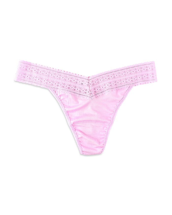 Hanky Panky Dream Lace Trim Modal Original Rise Thong In Pink | ModeSens