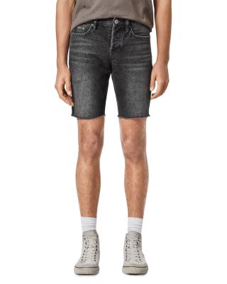 ALLSAINTS - Switch Denim Raw Hem Shorts in Washed Black