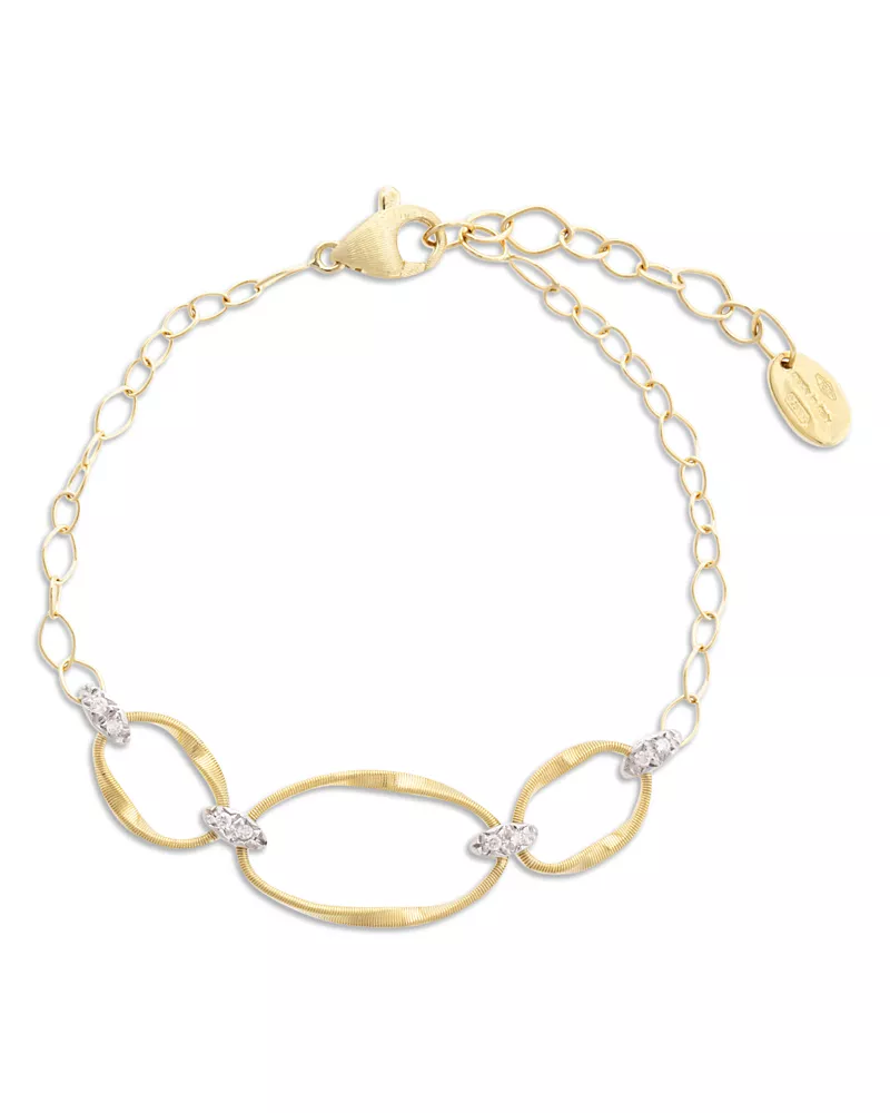 Marco Bicego 18K Yellow Gold Onde Diamond Three Station Bracelet