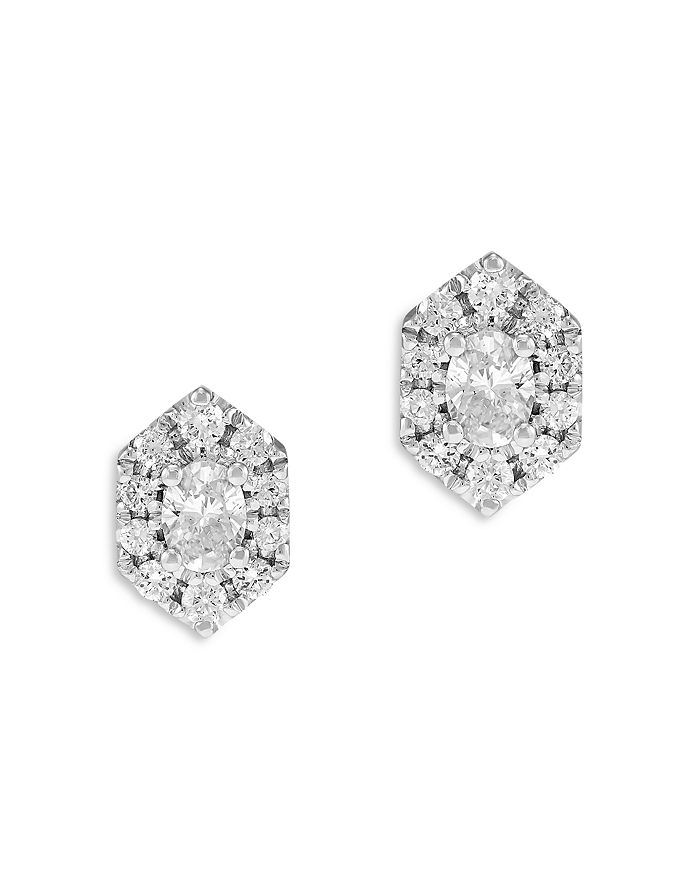 Bloomingdale's Diamond Halo Stud Earrings In 14k White Gold, 0.4 Ct. T.w. - 100% Exclusive