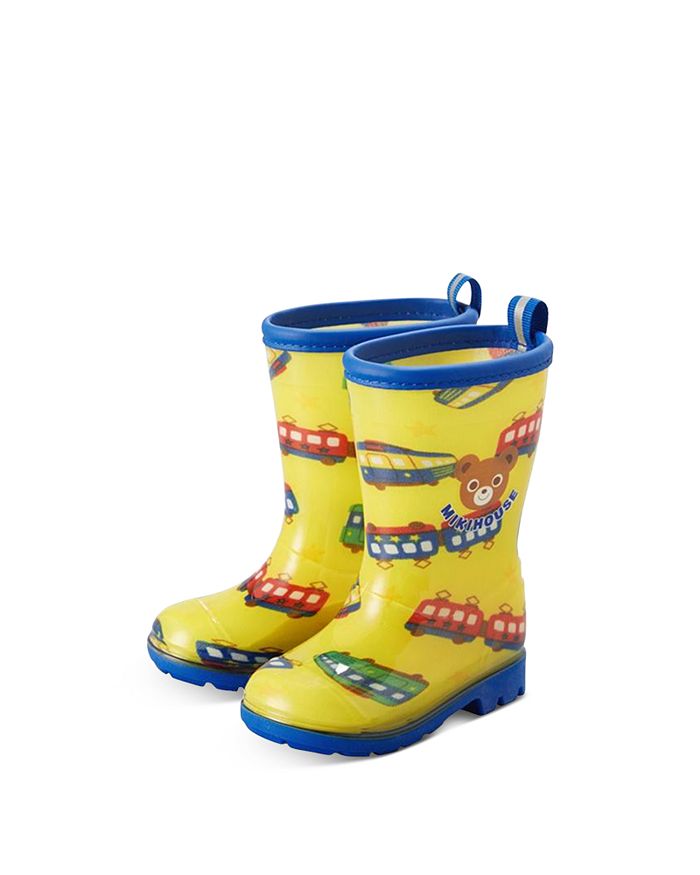 Shop Miki House Girls' Flower Print Rain Boots Toddler In Yellow
