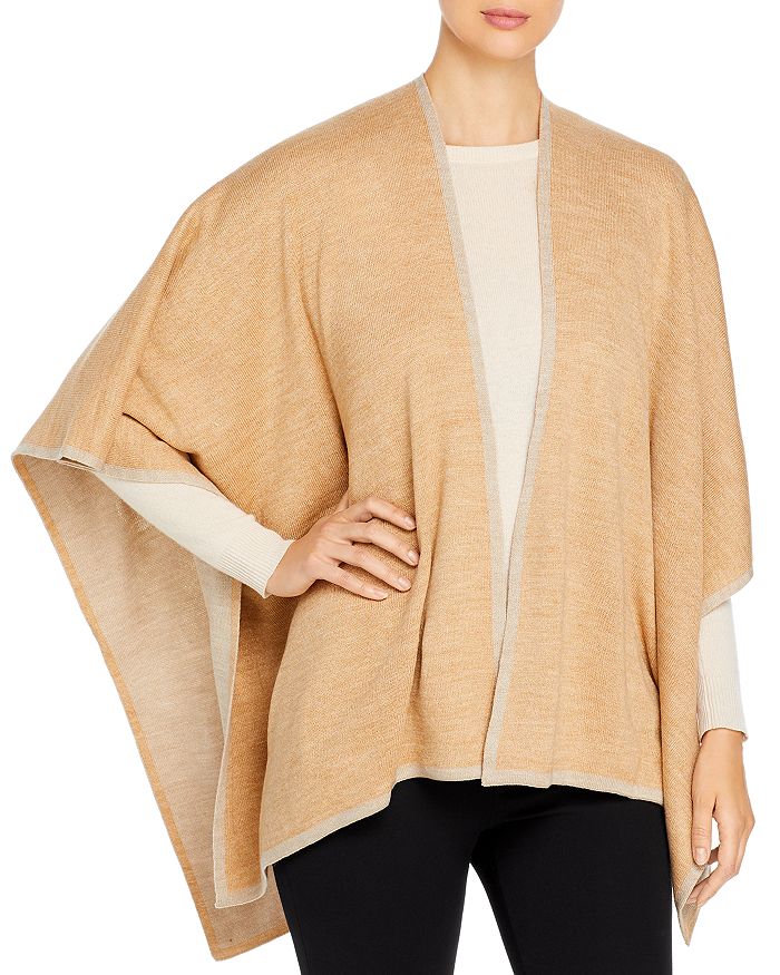 Bloomingdale's Solid Knit Reversible Ruana - 100% Exclusive In Camel/taupe