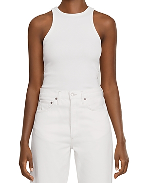 Agolde Sleeveless Ribbed Tank Top In Wired Light Grey