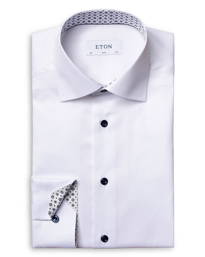 Eton Contemporary Fit White Contrast Trimmed Dress Shirt | Bloomingdale's