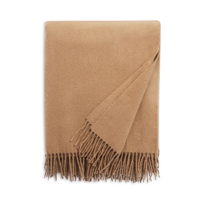 Amicale 100% Cashmere Throw In Camel