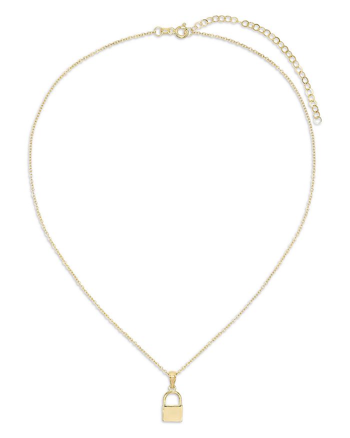 Adinas Jewels Adina's Jewels Mini Lock Pendant Necklace, 16-18 In Gold