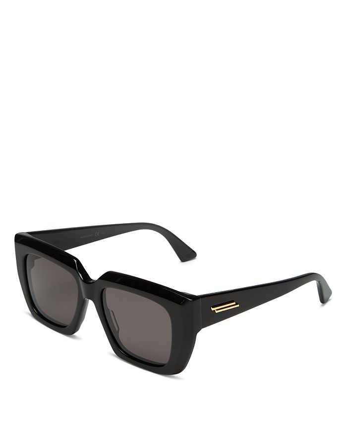 Shop Bottega Veneta Square Sunglasses, 52mm In Shiny Black