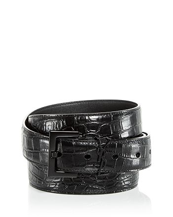Saint Laurent Men S Cocco Croc Embossed Leather Belt Bloomingdale S