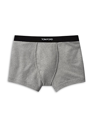 Tom Ford Mens Grey Branded-waistband Fitted Pack Of Two Stretch-cotton Briefs L In Gray Melange