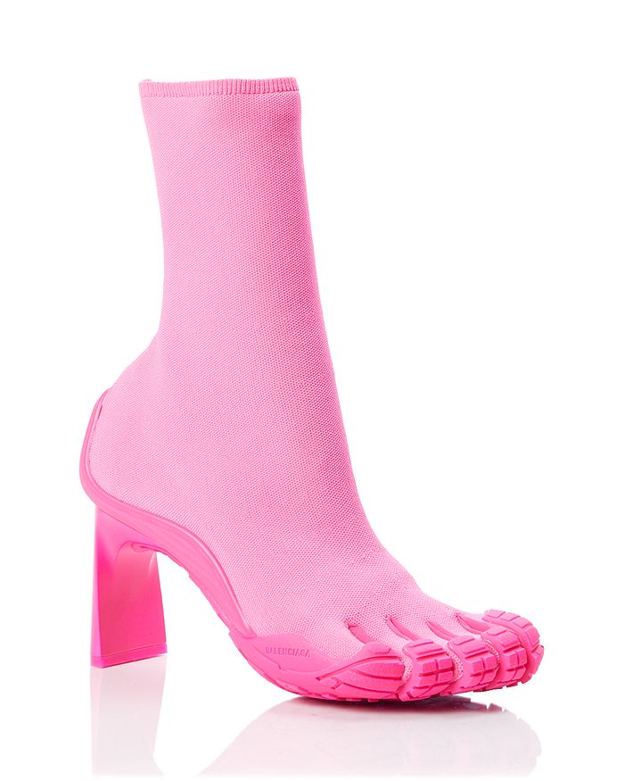 Balenciaga Women's Toe Knit Booties In Fluo Pink
