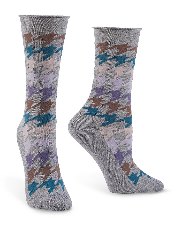 Hue Jean Socks In Light Charcoal Houndstooth