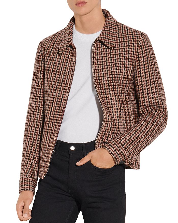 SANDRO CAMILLE HOUNDSTOOTH WOOL JACKET,SHPBL00435